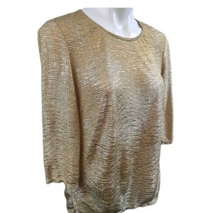 Alfani Gold Lamé Textured Tunic Style Top Sz 10
